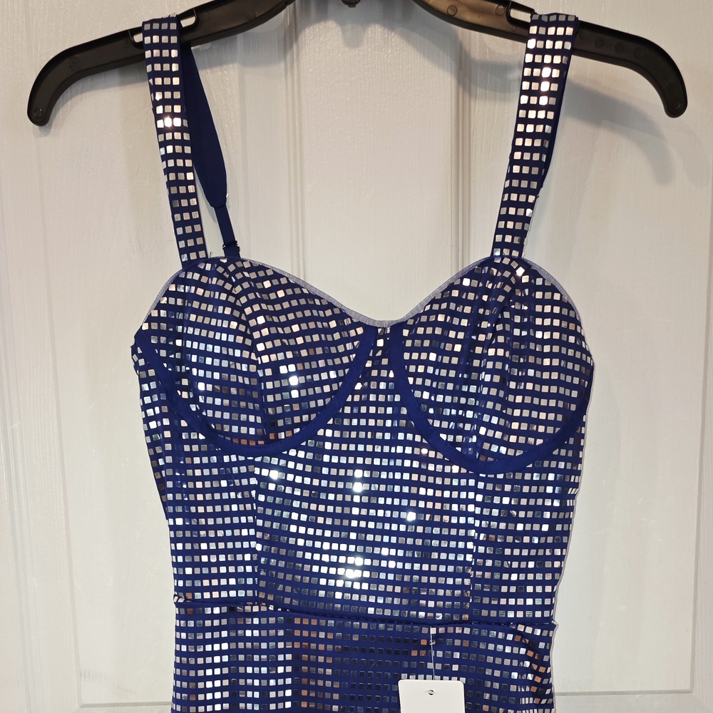Blue and Silver Women's Intimate Bodysuit